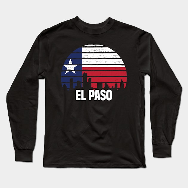 El Paso Texas TX Group City Trip Silhouette Flag Long Sleeve T-Shirt by jkshirts